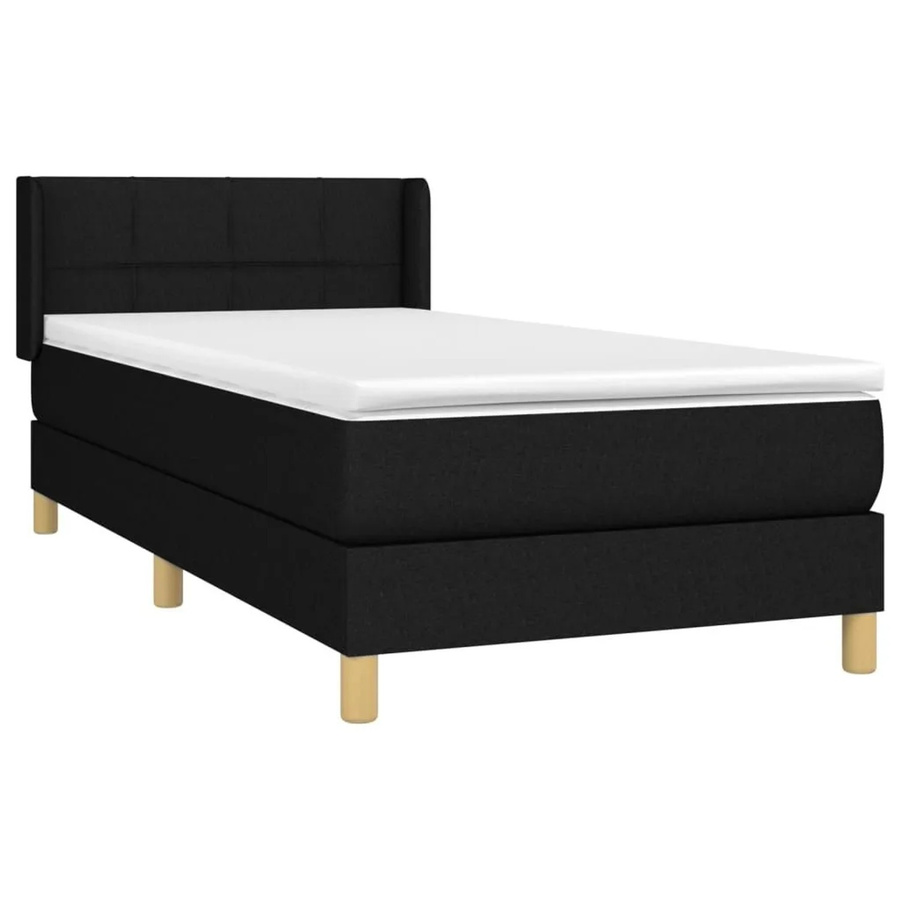 vidaXL Boxspringbett Hybrid mit Matratze und Taschenfederkern, Schwarz, B/T/H: 90 x 193 x 78 cm - Bild 2