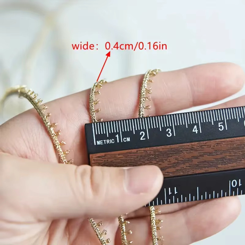 Ultrafeines goldenes Glitzer-Besatzband für Näh- und Bastelarbeiten, 1 Yard dekorative Spitzenkante für DIY-Projekte und Hochzeiten - Bild 2