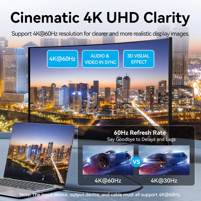 Vention USB-C auf HDMI Adapter Kabel für 4K 60Hz in Schwarz, Länge: 1,5 m - Bild 2