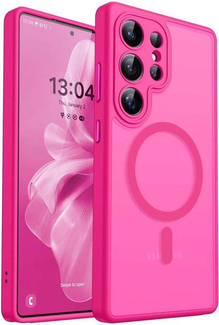 Luxus Matte MagSafe Hülle für Samsung Galaxy S26 S25 S24 S23 Ultra Plus in Transparent und Pink - Bild 1