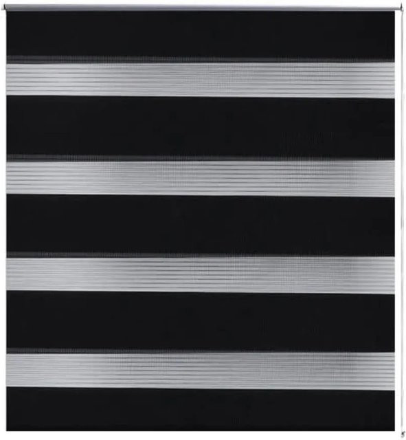 vidaXL Doppelrollo Day & Night mit Seitenzug, gestreift, Schwarz, B: 80 cm, H: 150 cm - Bild 1