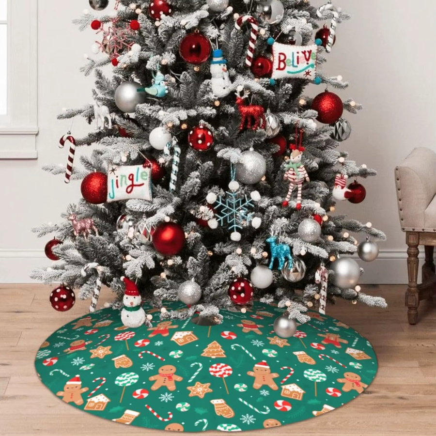 VIKAMA Santa Elch Weihnachtsbaum Rock für Indoor und Outdoor als dekorative Matte zur Weihnachtsdekoration - Bild 1