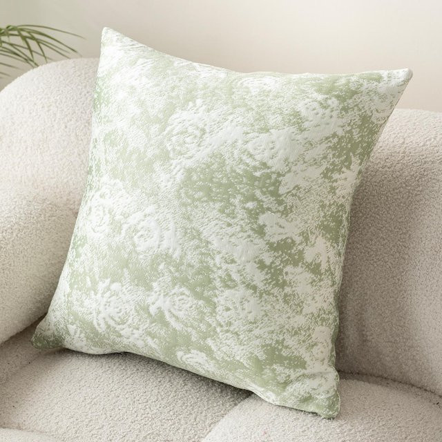 JMG Clothing Luxus Kissenbezug mit Monet Rosenmuster in Jacquard-Optik, Farbe: Grün, B/T/H: 40 x 40 x 1 cm - Bild 1