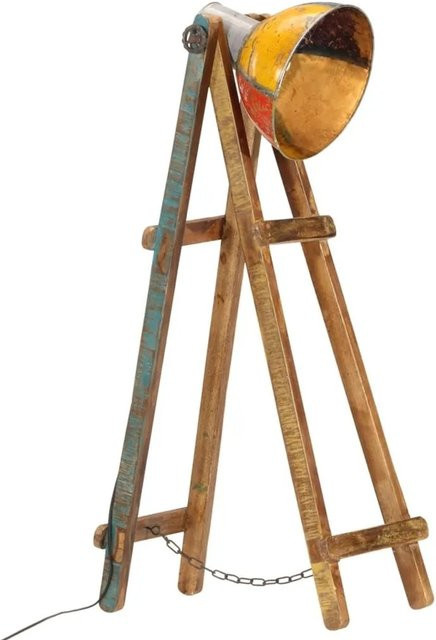 vidaXL Stehlampe aus Massivholz und Metall in Mehrfarbig, verstellbar, E27, Höhe: 120 cm - Bild 1