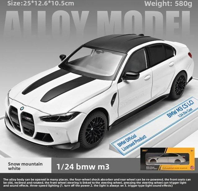 Linyi toy car BMW M3 CS LCI Legierungsauto-Modell, 1:24, mit Licht und Sound, ab 14 Jahren - Bild 1