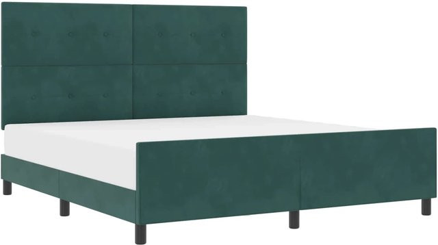 vidaXL Boxspringbett mit Kopfteil in Dunkelgrün aus Samt, B/T: 180 x 200 cm - Bild 1