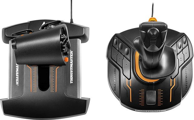 Thrustmaster T.16000M FCS HOTAS Joystick und Gasregler für PC in Schwarz und Orange - Bild 1