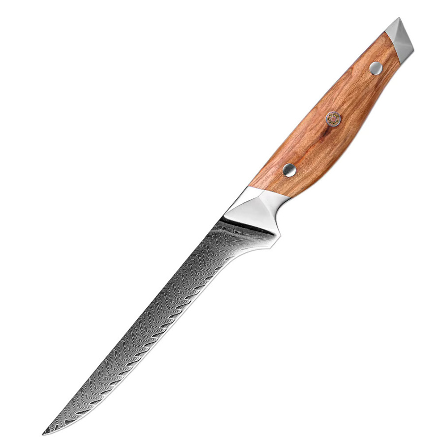 Xituo Filetmesser aus Damaststahl mit ergonomischem Griff aus Olivenholz in Braun, 15,24 cm - Bild 6
