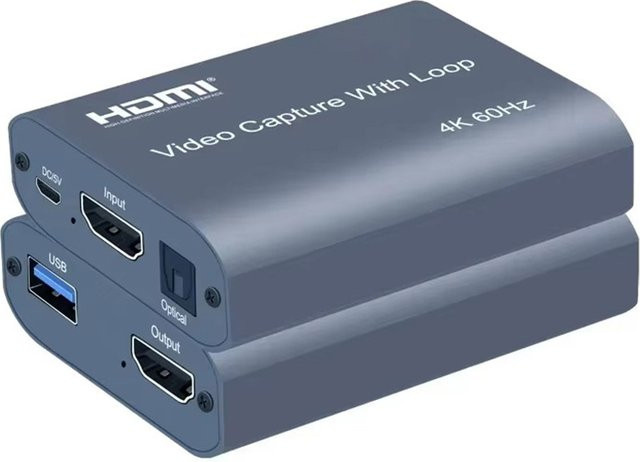 Konsenda 4K HDMI Video Capture Card mit Loop-Ausgang, 1080P 60Hz USB 2.0 Recorder für Live-Streaming und Videoaufzeichnung, Grau - Bild 1