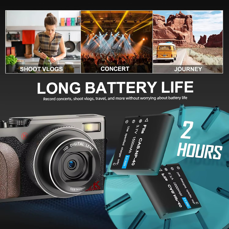 Nbd Digitalkamera mit 56 MP und 4K Video, Kompaktkamera für Fotografie und Vlogging mit 180 Grad Flip Screen, erhältlich in Schwarz oder Silber - Bild 5
