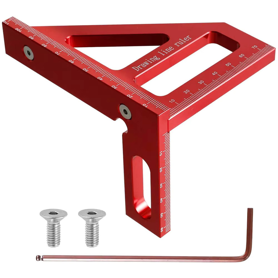 Präzisions-Quadratwinkelmesser aus Aluminiumlegierung für Holzbearbeitung und Ingenieurwesen, Rot - Bild 5