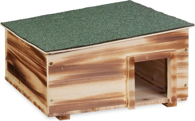Relaxdays Igelhaus aus Tannenholz in Braun mit abnehmbarem Dach und 2 Kammern, B/T/H: 40 x 40 x 21,5 cm - Bild 1