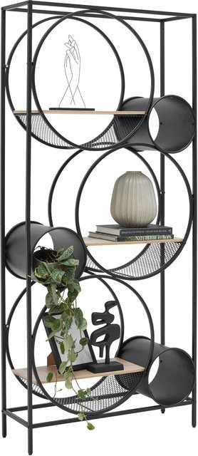 Premium Living Regal Circle aus Metall und MDF in Naturfarben und Schwarz, H: 186,0 cm, B: 84,0 cm, T: 30,0 cm - Bild 1