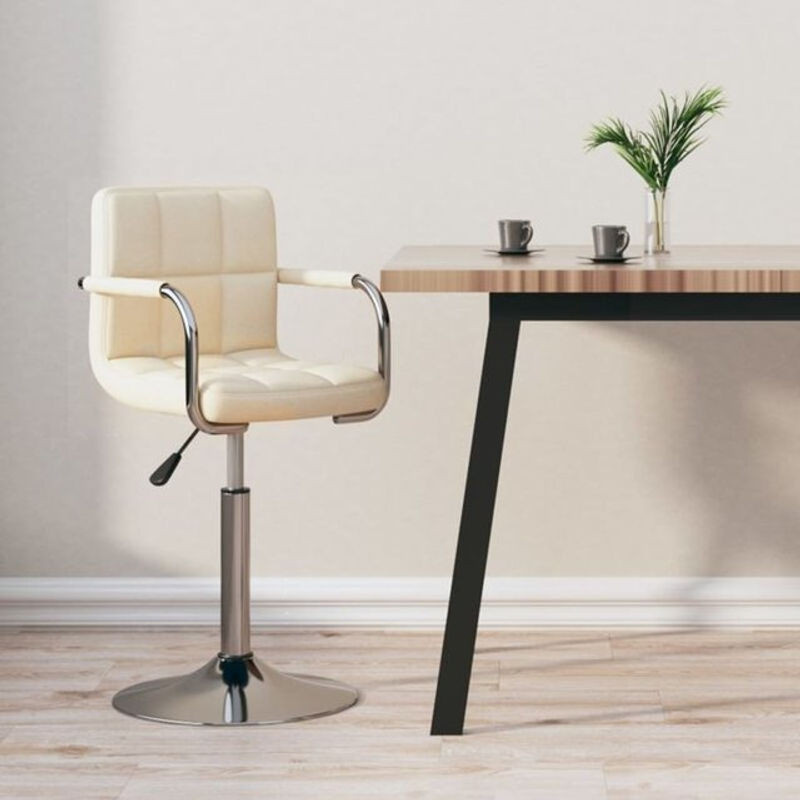 Moderner Barhocker von Vidaxl in Beige mit Stoffbezug und Chrom-Elementen - Bild 1
