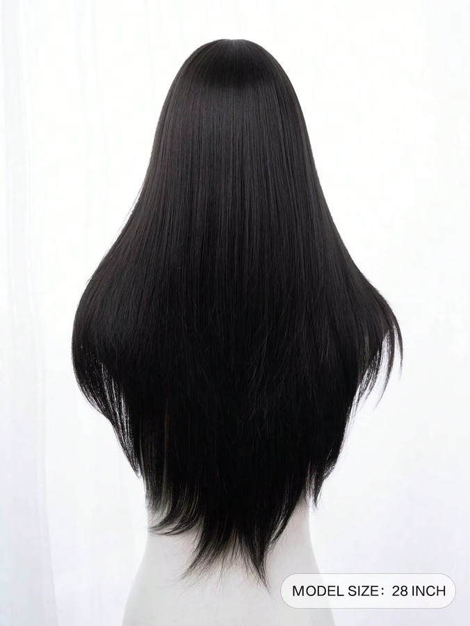 Ashely Perücke, schwarzbraun, synthetisch, glatt mit Pony, Damen - Bild 6