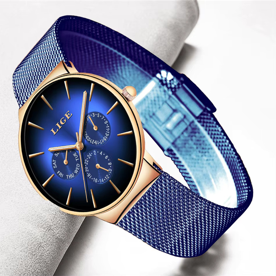 LIGE Armbanduhr Quarz, Edelstahl, Grün, Damen - Bild 2