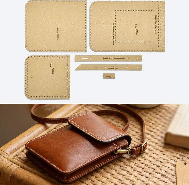YOMDID 6 Stück handgefertigte Leder-Handytaschen-Schablonen aus Kraftpapier in Braun im Retro-Stil zum Nähen - Bild 1
