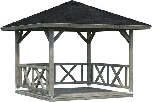 Palmako Holz-Pavillon Betty aus nordischem Fichtenholz, grau, imprägniert, mit Zeltdach, B/T/H: 300 x 300 x 323 cm - Bild 2