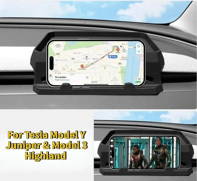 YouGallop Silikon Aufbewahrungsbox für Tesla Model Y Juniper und Model 3 Highland, Armaturenbrett-Taschentuchhalter und Telefonhalterung, Schwarz - Bild 1