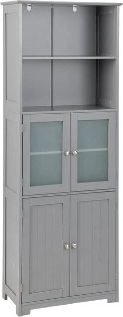 Costway Badezimmerschrank in Grau mit Glastüren und verstellbaren Regalen - Bild 1