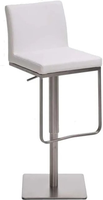 DELUKE Barhocker CARIN Höhenverstellbarer Barstuhl aus Kunstleder in Weiß mit Silber, B/T/H: 42 x 44 x 86 cm - Bild 1