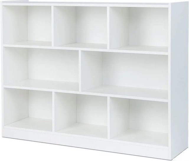 Costway Kinderregal Spielzeugregal mit 8 Fächern in Weiß, B/T/H: 122 x 32 x 93 cm - Bild 1