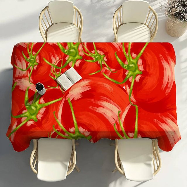 Wasserdichte und fleckenabweisende Tischdecke mit Tomatenfrucht-Design von Fancy Style Studio, Farbe: Rot, B/T: 160 x 260 cm - Bild 1