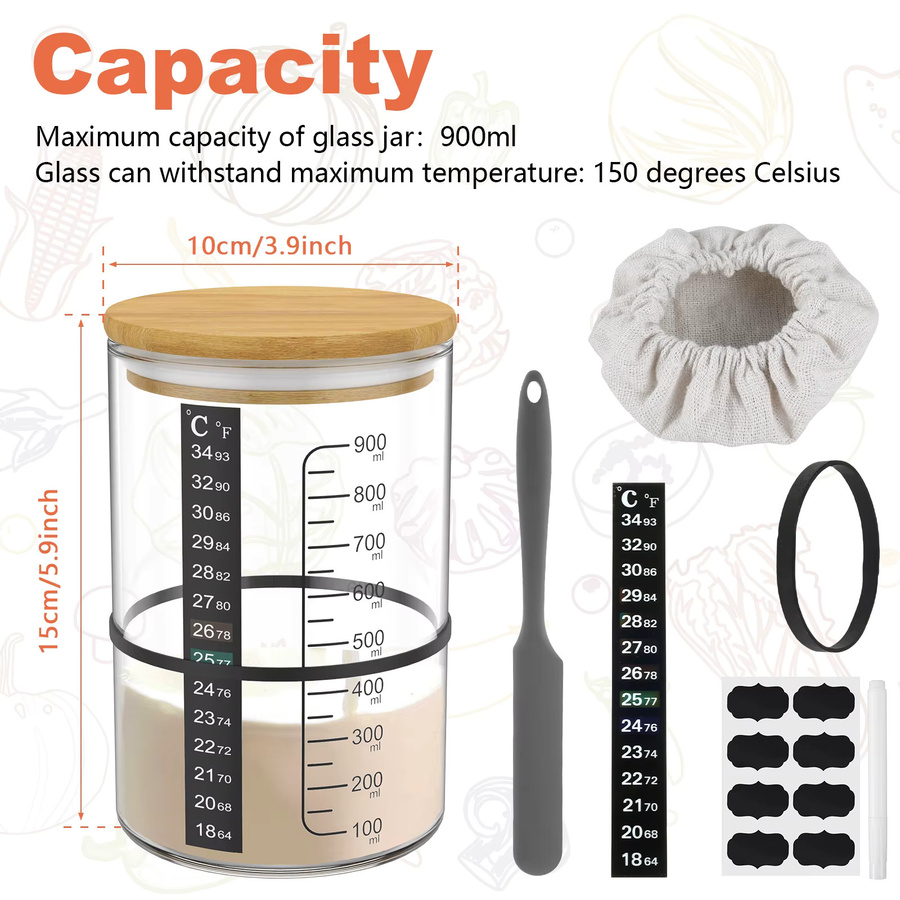 Willstar Sauerteig-Gärglas aus Glas mit Deckel, 900 ml, transparent - Bild 2