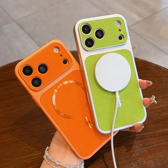 Apple Magnetische Leder-Handyhülle für iPhone kompatibel mit MagSafe in Braun - Bild 1