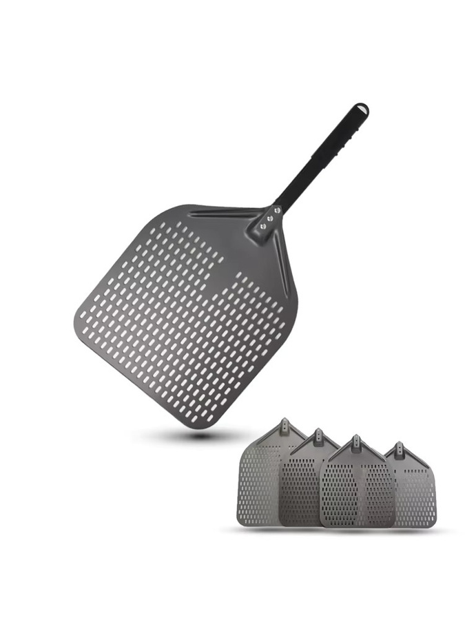 HEXINGYUAN Pizzaschaufel mit kurzem Griff und Perforation, Antihaft-Pizzawender für den Backofen, 25,4 cm - Bild 4