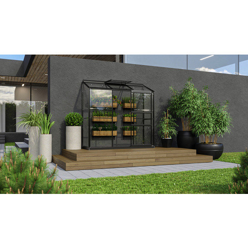Vitavia Anlehn-Gewächshaus Styx 1300 in Schwarz mit ESG-Glas und Schiebefenster, B/T/H: 192,8 x 68,8 x 182,3 cm - Bild 4