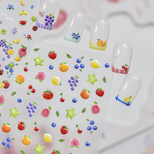 NAILFYOU Nagelaufkleber 5D Frucht-Motiv, Geprägte Abziehbilder - Bild 1