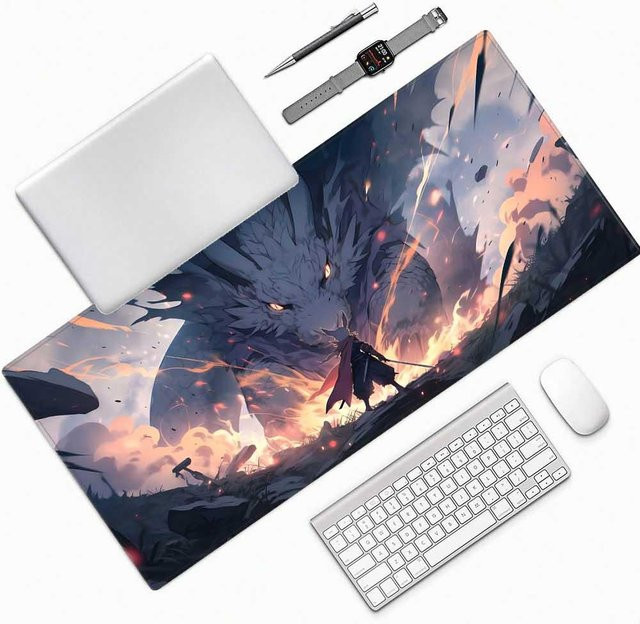 Mairuige XXL Mauspad und Tastaturpad mit Anime Drachen Design in Multicolour - Bild 1