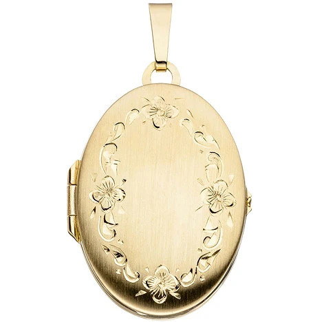 Colfem Anhänger Medaillon oval, 333 Gelbgold, mattiert, Unisex - Bild 1