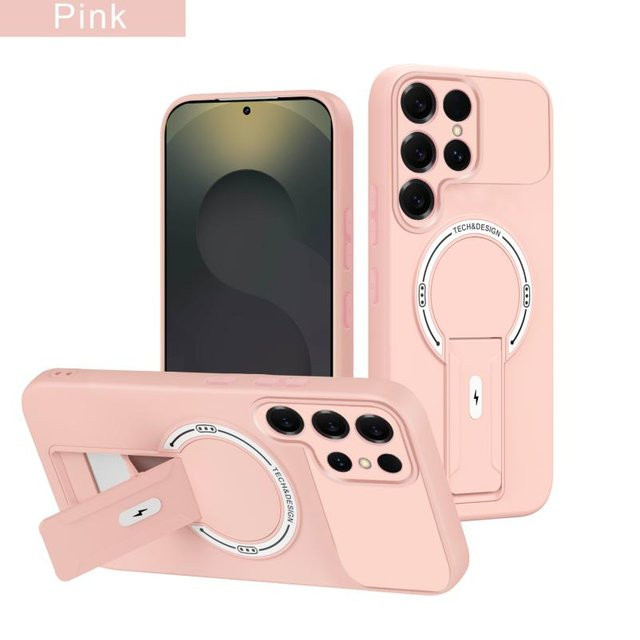 Robuste MagSafe Halterungshülle für Samsung Galaxy S26 S25 S24 S23 S22 Ultra Plus Edge FE A55 A35 A36 A54 A52 A16 A15 A14 A12 A07 A06 in Pink - Bild 1