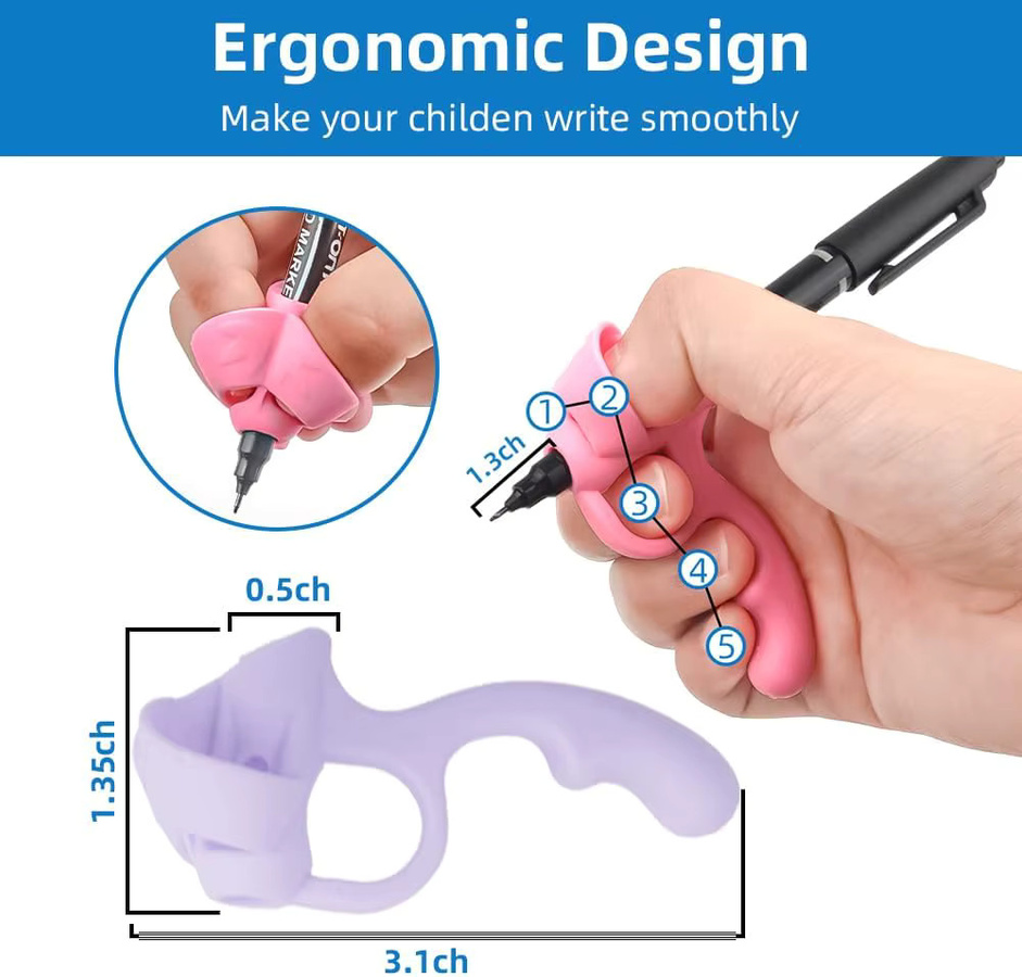 8er Set Grip Stifte zur Schreibhaltung als Korrekturhilfe für eine bessere Handschrift aus Gummi - Bild 3