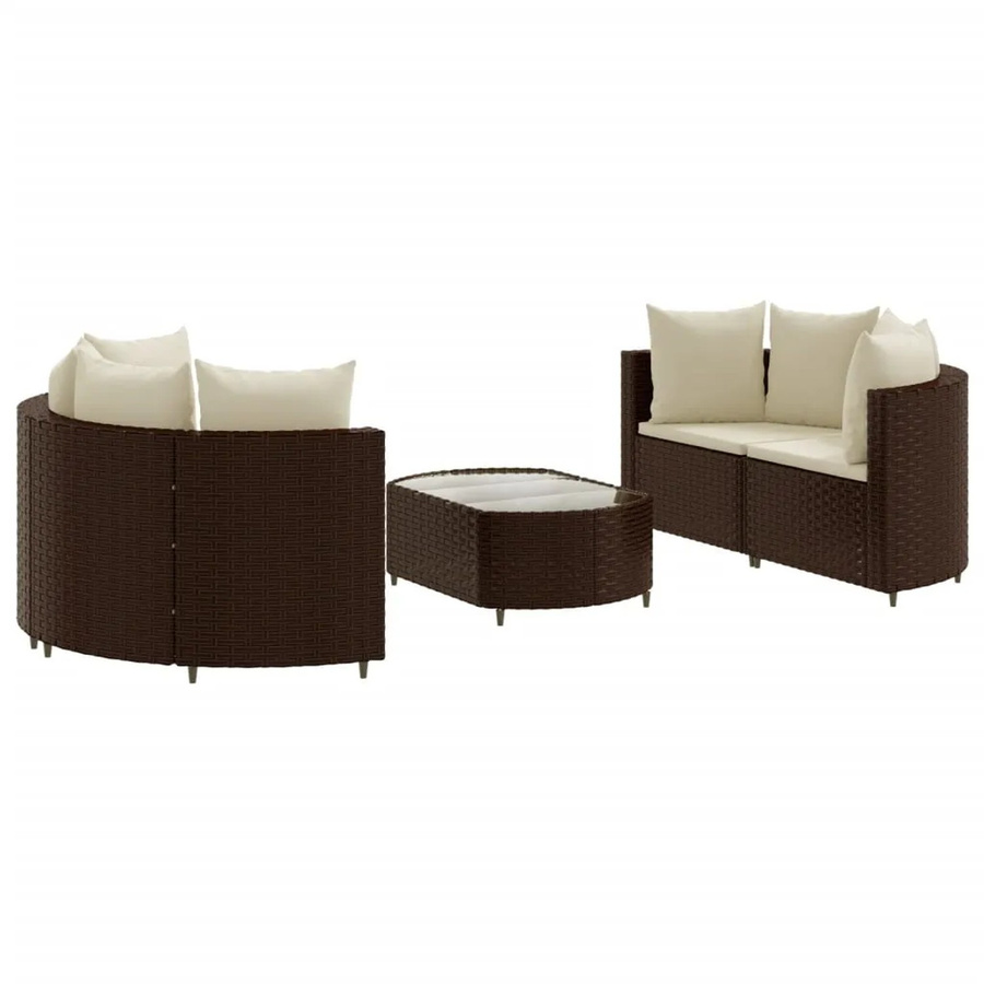 vidaXL 5-tlg Garten-Sofagarnitur aus braunem Poly-Rattan mit Kissen Modell 20 - Bild 2