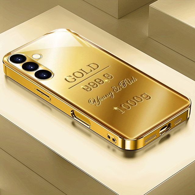 Galvanisch vergoldete Handyhülle für Samsung Galaxy S26 S25 S24 S23 S22 S21 S20 5G in Gold mit kreativer Textur - Bild 1