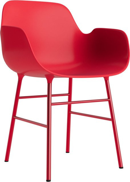 Normann Copenhagen Form Armlehnstuhl in Rot mit lackiertem Metallgestell im skandinavischen Design - Bild 1