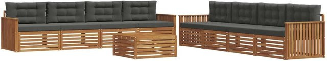 vidaXL Outdoor-Sofagarnitur aus massivem Akazienholz mit Kissen, 9-teiliges Set in Anthrazit und Braun - Bild 1