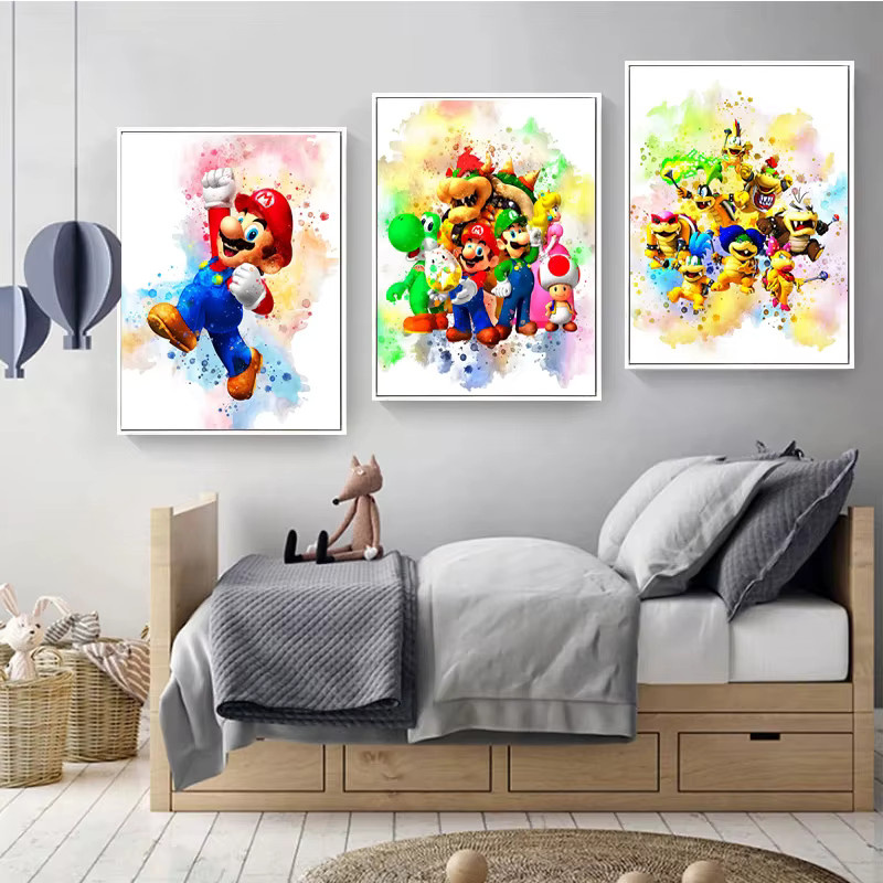 Keeppley Mario Graffiti Aquarell Wandbild als Leinwanddruck in Multicolor für Kinderzimmer und Wohnzimmer - Bild 2
