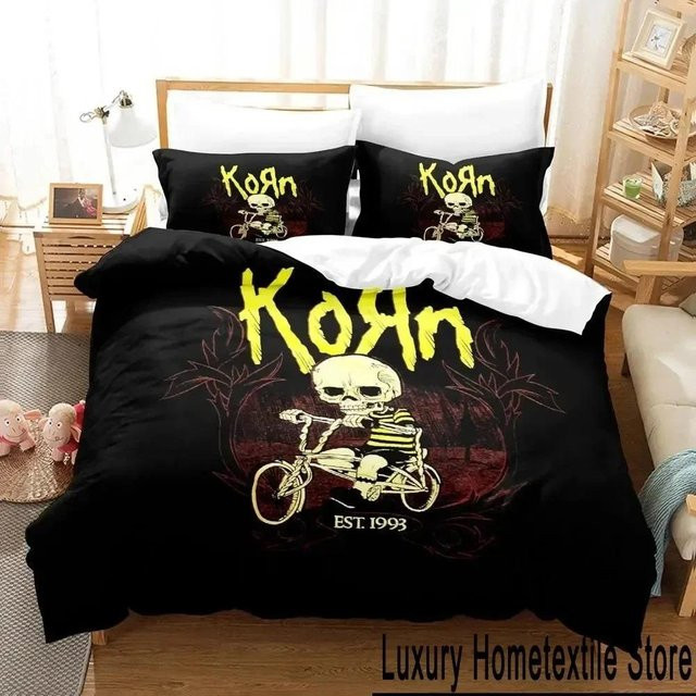 Bettwäsche-Set Binchi Outdoor Product mit 3D-Druck Korn Rock Design in Schwarz, bestehend aus Bettbezug und Kissenbezug, B/H: 135 x 200 cm - Bild 1
