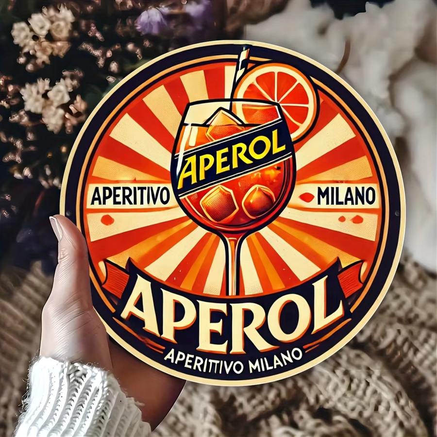 Aperol Milano rundes Metallschild als wasserdichte Eisen-Wanddekoration in Mehrfarbig - Bild 5