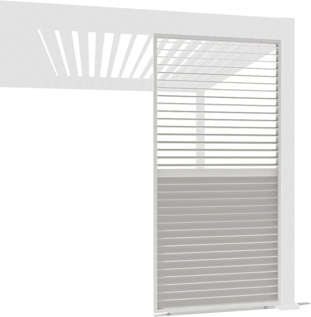 Weide Aluminium Lamellenwand für Pergola mit drehbaren Lamellen in Weiß, Breite: 1,23 m - Bild 1