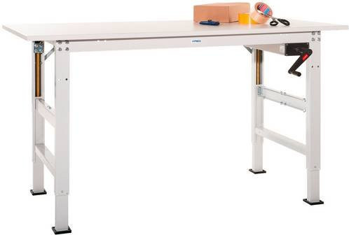 Manuflex PACKPOOL Ergo K Packtisch mit Melaminplatte in Lichtgrau, B/T/H: 200 x 80 x 72,2-102,2 cm - Bild 1
