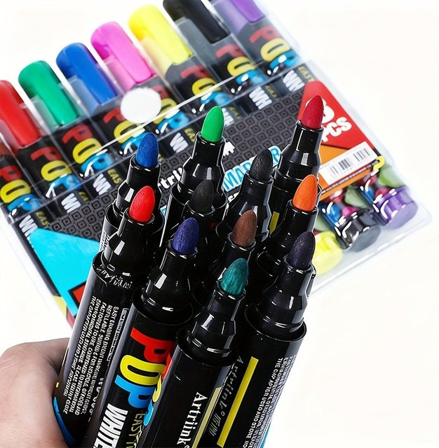 Set mit 8 nachfüllbaren Whiteboard-Markern in 8 Farben, abwaschbare Whiteboard-Stifte mit Bullet-Spitze für Profis - Bild 1
