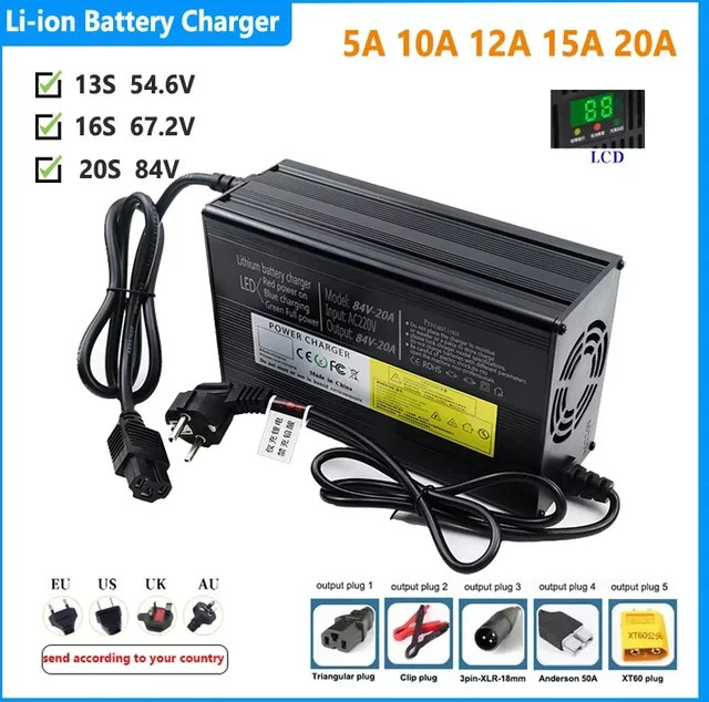 Luxuglow Smart Lithium Batterie für E-Bike und Elektrowerkzeuge, Schwarz, 13S 16S 20S Li-Ion Lipo Akku mit Schnellladefunktion - Bild 1
