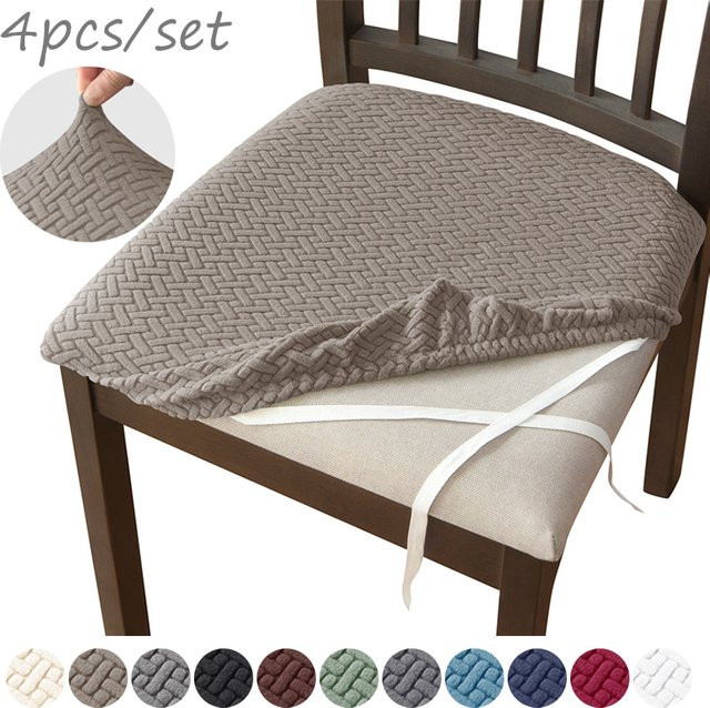 WANERQU 4er-Set Stretch Esszimmer Stuhl Sitzbezüge aus Jacquard, elastische und abnehmbare Schonbezüge für gepolsterte Stühle - Bild 1