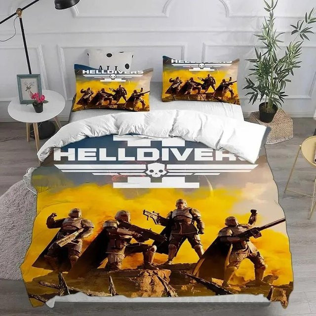 Helldivers 2 3D Bettwäsche Set aus Mikrofaser mit Bettbezug und Kissenbezug, Mehrfarbig, B/H: 172 x 218 cm - Bild 1