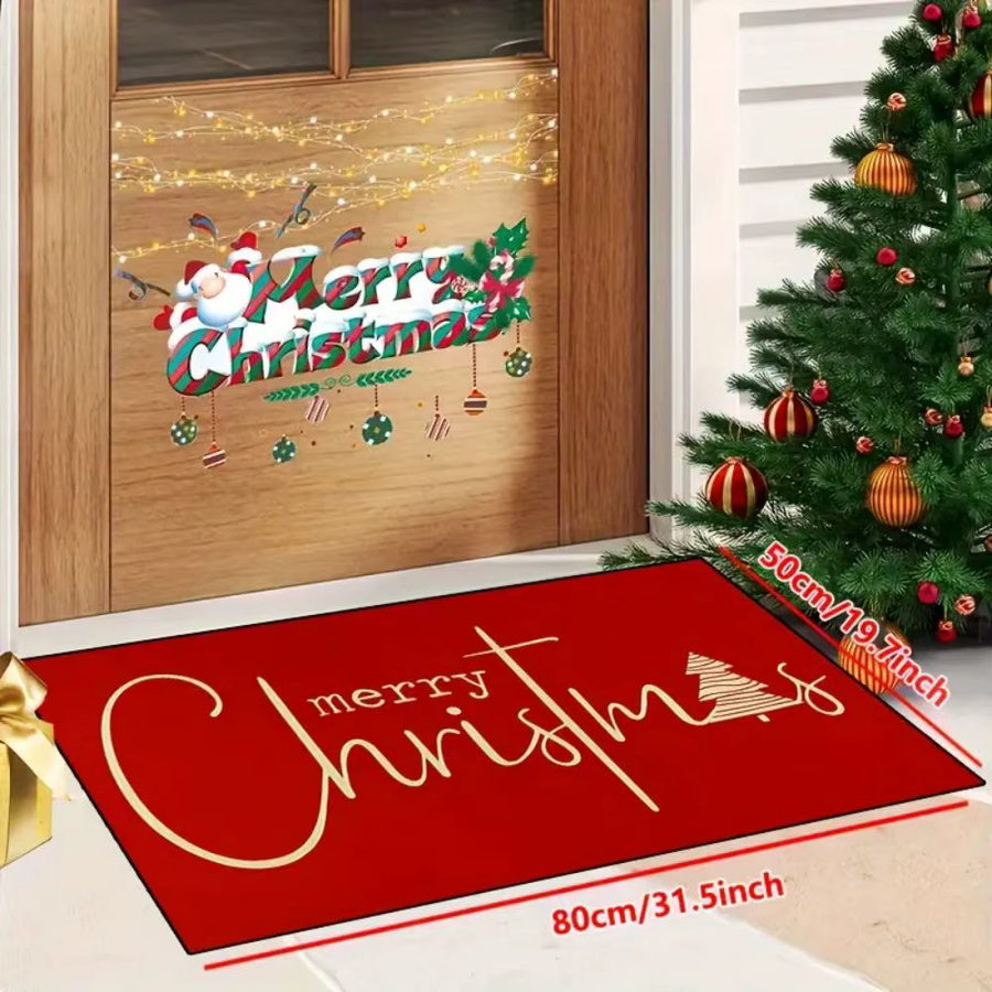 VIKAMA Weihnachtsteppich als rutschfeste Fußmatte für Eingangsbereich und Badezimmer, rot, B/T: 60 x 40 cm - Bild 5